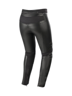 Alpinestars Stella Vika V2 leren broek voor dames, zwart leer met aramide stretchpanelen voor een flatterende pasvorm.