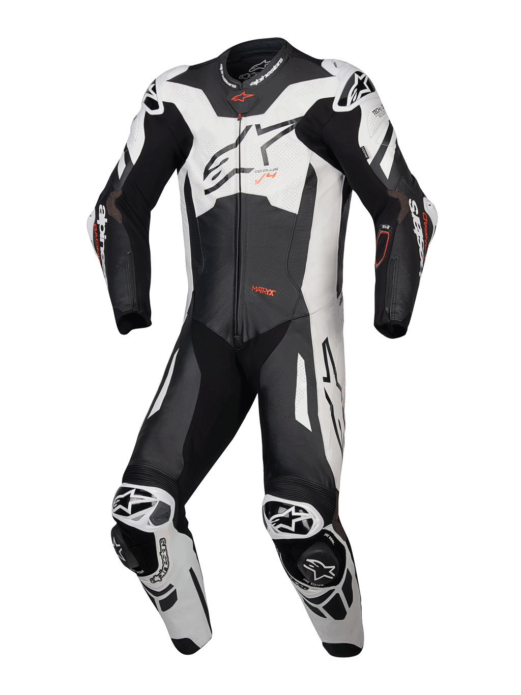Alpinestars GP Plus V4 Sprint eendelig leren pak, zwart en wit, Tech-Air Ready, CE AAA-gecertificeerd.