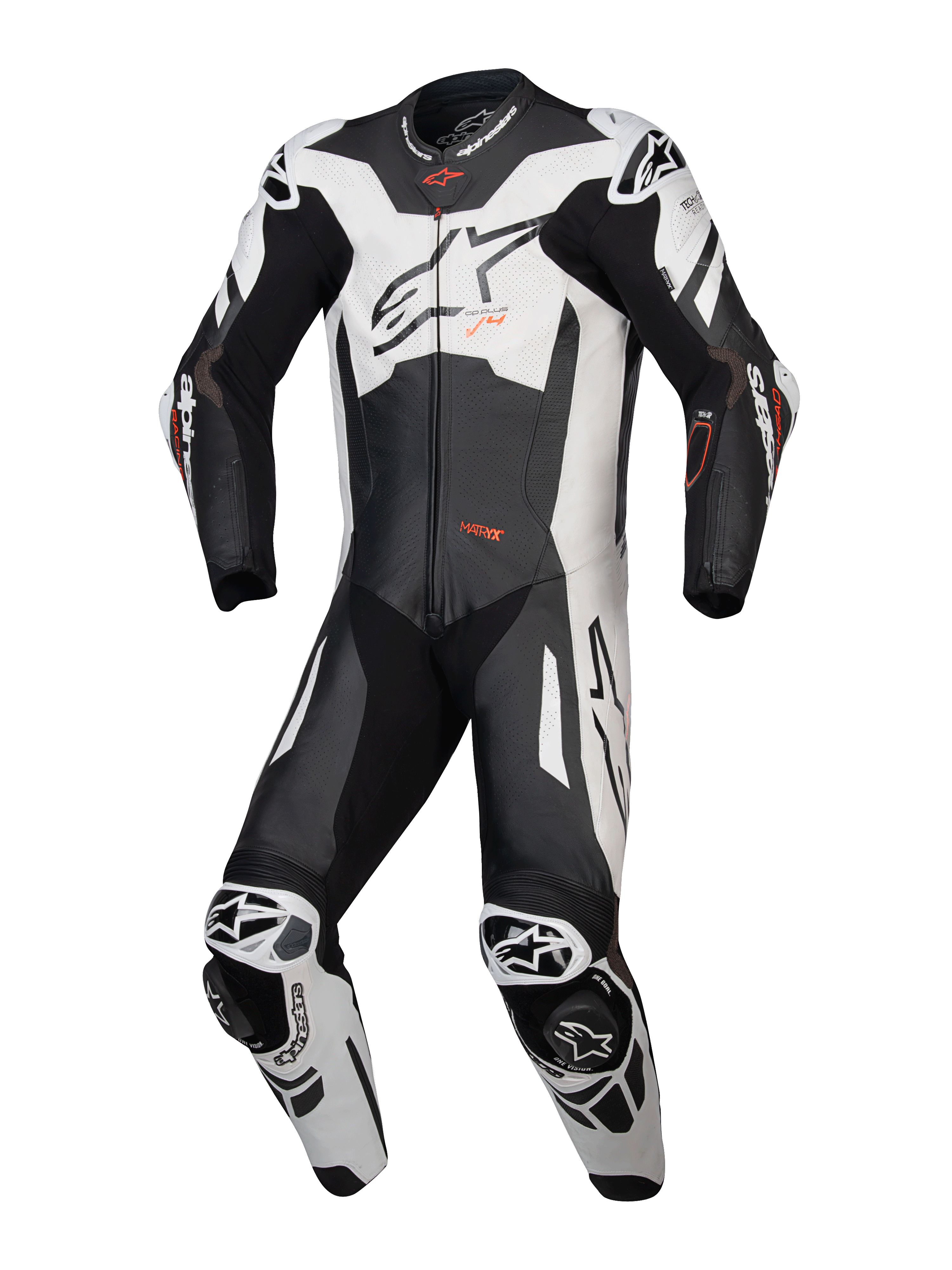 Alpinestars GP Plus V4 Sprint eendelig leren pak, zwart en wit, Tech-Air Ready, CE AAA-gecertificeerd.