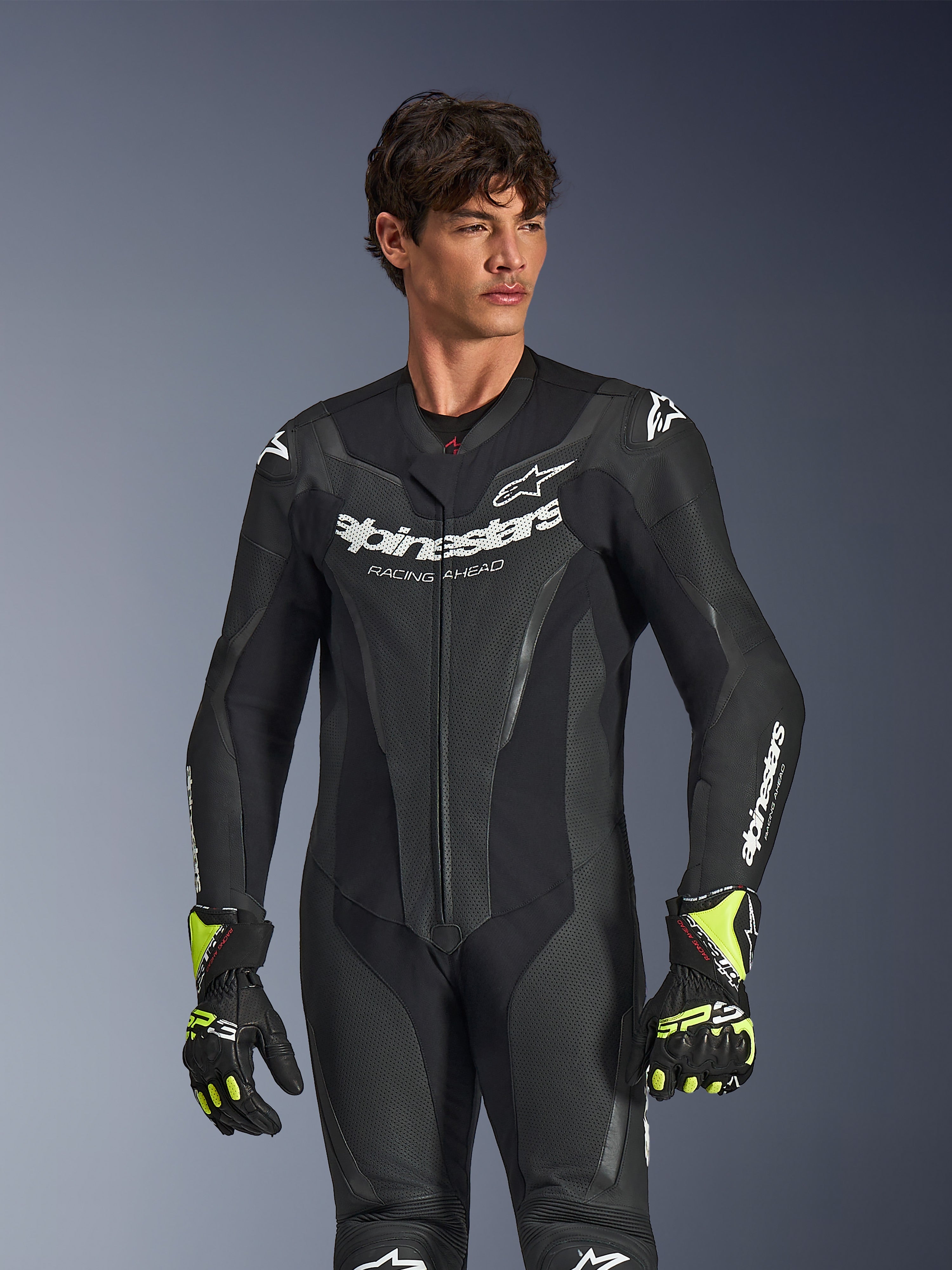 GP Force V2 1-Piece - Black Motorcycle Pak | Alpinestars®