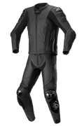 Alpinestars Missile V2 tweedelig leren racepak, zwart, motorracepak, versterkte schouders, ellebogen en knieën met beschermende sliders, aerodynamisch ontwerp met jas en broek met ritssluiting, premium lederen constructie met getextureerde panelen