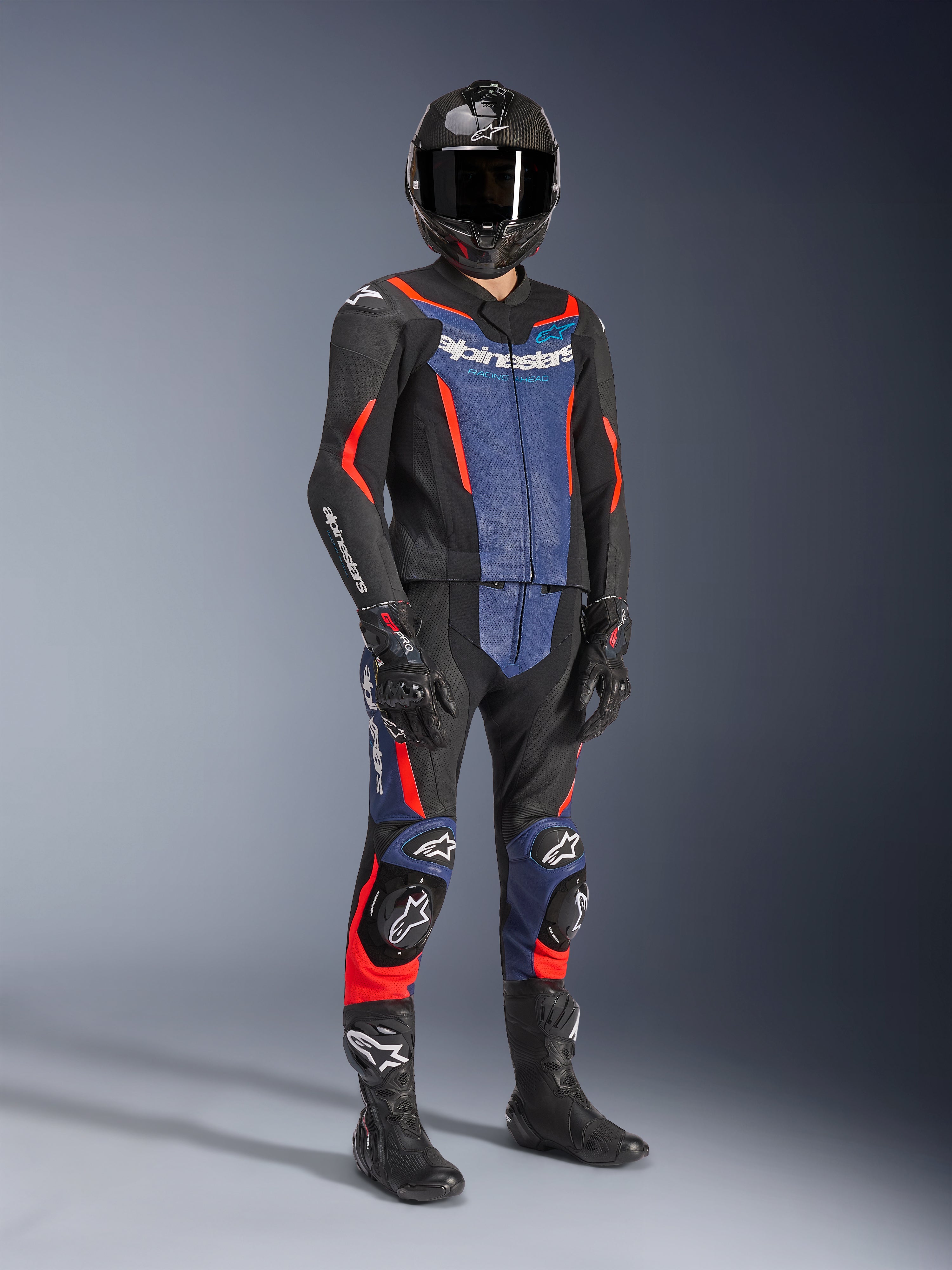 GP Force V2 Leather Suit - 2 Piece - Blauw Motor 2-Delig Pak