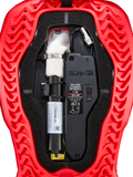 Alpinestars Tech-Air® 5 Plasma reservepatroon voor airbag, zwart en rood motorfietsonderdeel met witte inflator en ECU.