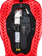 Alpinestars Tech-Air® 5 Plasma reservepatroon voor airbag, zwart en rood motorfietsonderdeel met witte inflator en ECU.