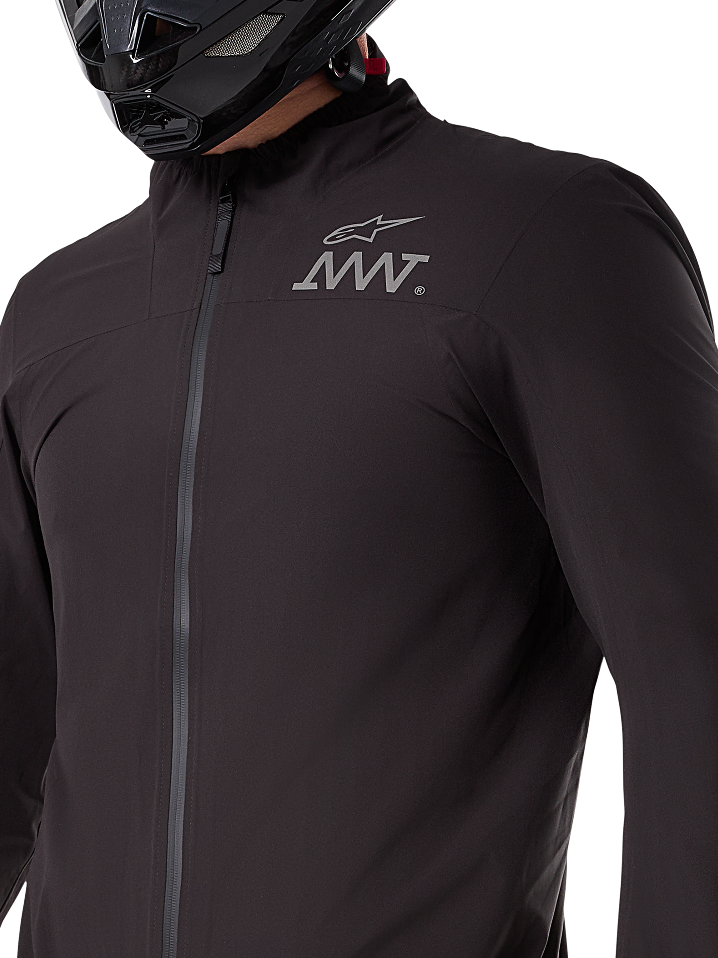 Alpinestars AMT-8 Stretch Drystar® XF Jacket Liner, zwarte waterdichte en winddichte stretchlaag, opvouwbaar technisch kledingstuk voor adventure motorrijden