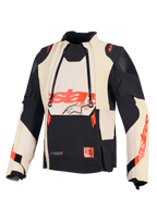 Alpinestars Halo Pro Drystar® XF Laminated Jacket, Adventure Motorcycle Jacket, Mastic Black, featuring modular front ventilation panels and red Alpinestars branding, technical textile design for versatile all-terrain riding