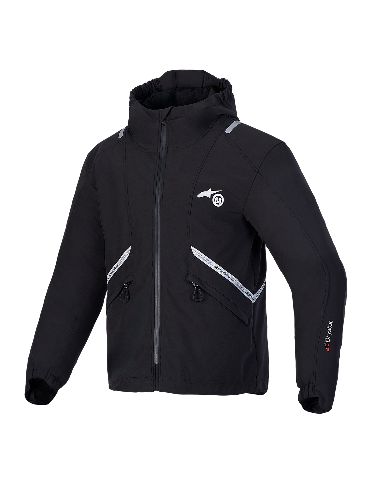 Alpinestars C-5 Drystar Jas, waterdichte motorjas, zwart met geïntegreerde capuchon en reflecterende details, CE-gecertificeerd