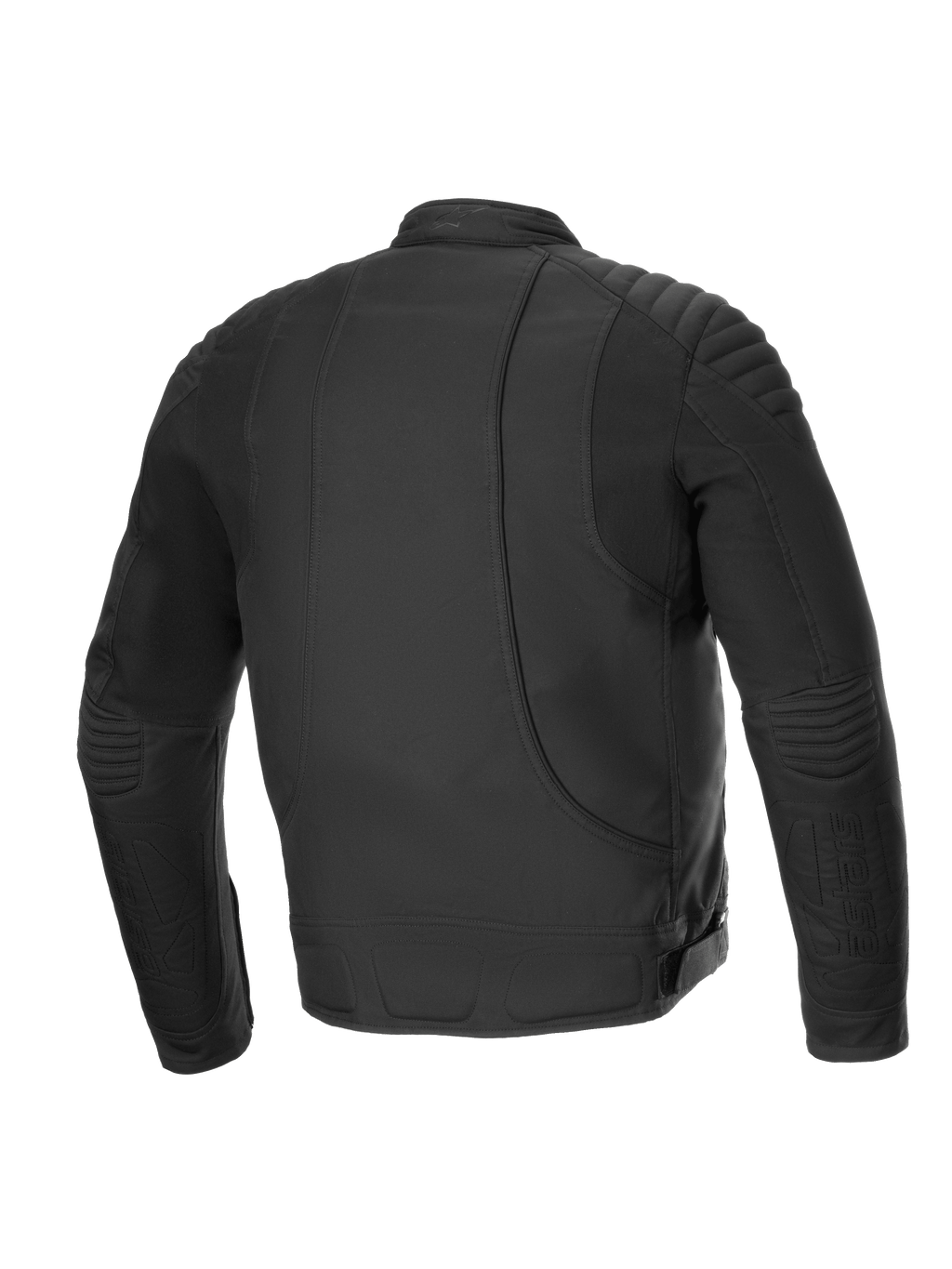 Alpinestars Clayton Waterafstotende Jas, urban motorjas, achteraanzicht, zwart, met gewatteerde schouderdetails en stretchpanelen