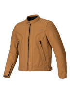 Alpinestars Clayton WR Jas, Utility Brown Light Gold, textiele motorjas met gewatteerde schouder- en onderarmpanelen, urban slim-fit ontwerp met ritszakken en een waterafstotende afwerking.
