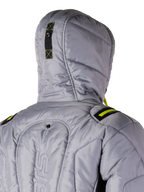 Alpinestars Mohobbs Waterproof Jacket, motorjas, Lunar Gray en Lime Punch, gewatteerd bomberjack-ontwerp met gevoerde isolatie, op streetwear geïnspireerde beschermende motorkleding met Tech-Air-compatibiliteit