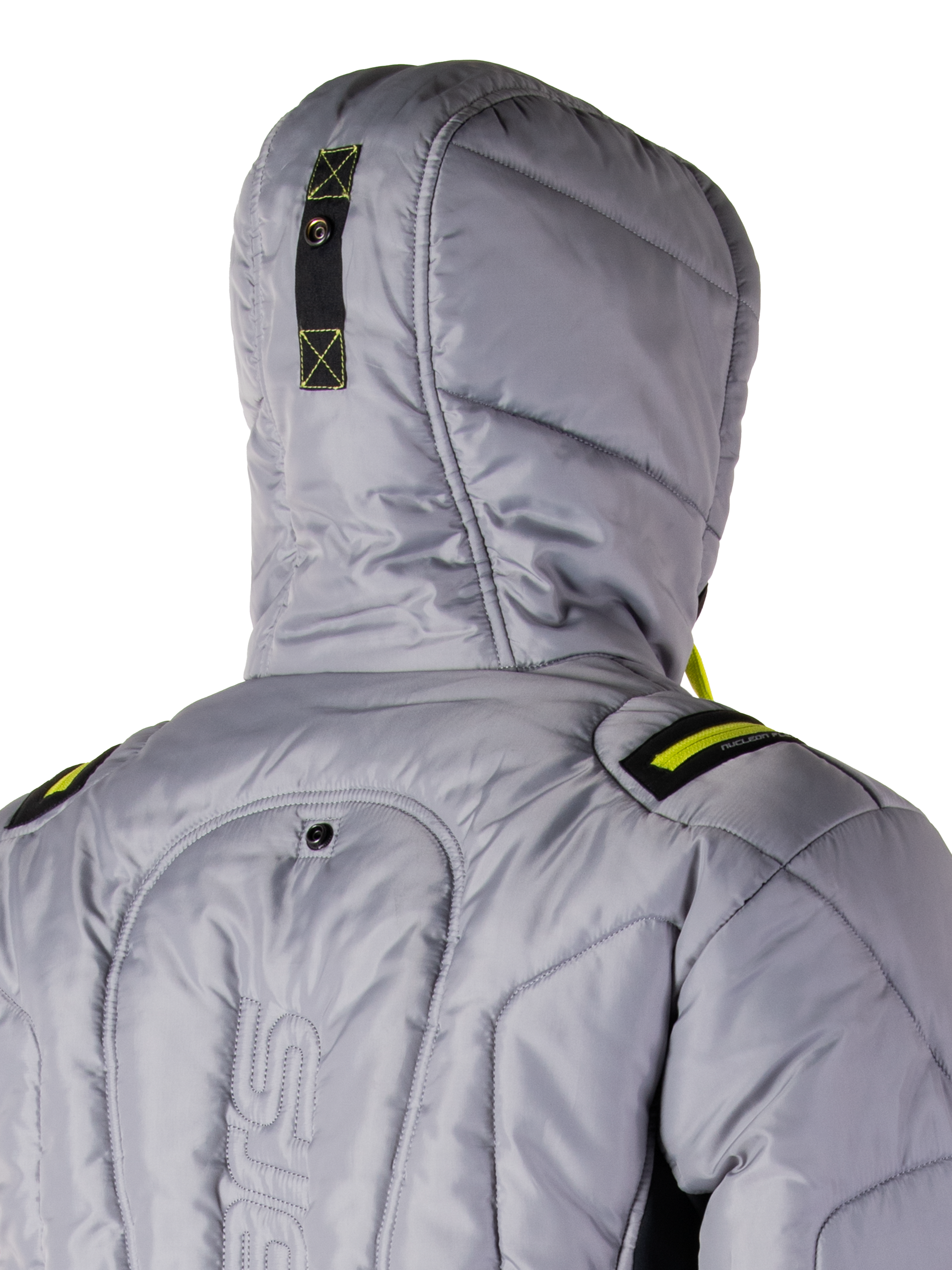 Alpinestars Mohobbs Waterproof Jacket, motorjas, Lunar Gray en Lime Punch, gewatteerd bomberjack-ontwerp met gevoerde isolatie, op streetwear geïnspireerde beschermende motorkleding met Tech-Air-compatibiliteit