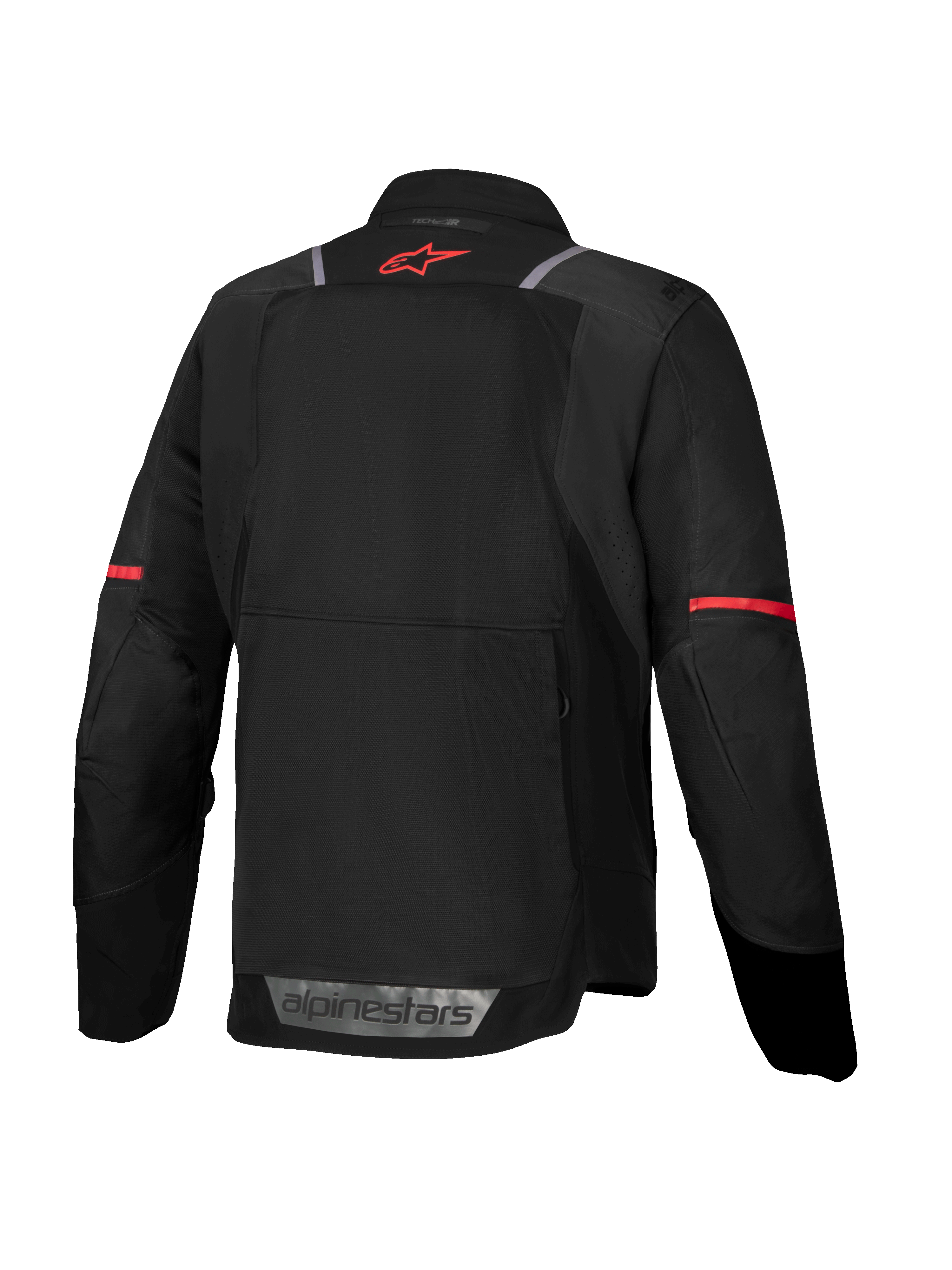 Alpinestars ST-2 Air Jas, heren touring motorjas, zwart en rood, mesh rugpanelen, Tech-Air® Ready, achteraanzicht.
