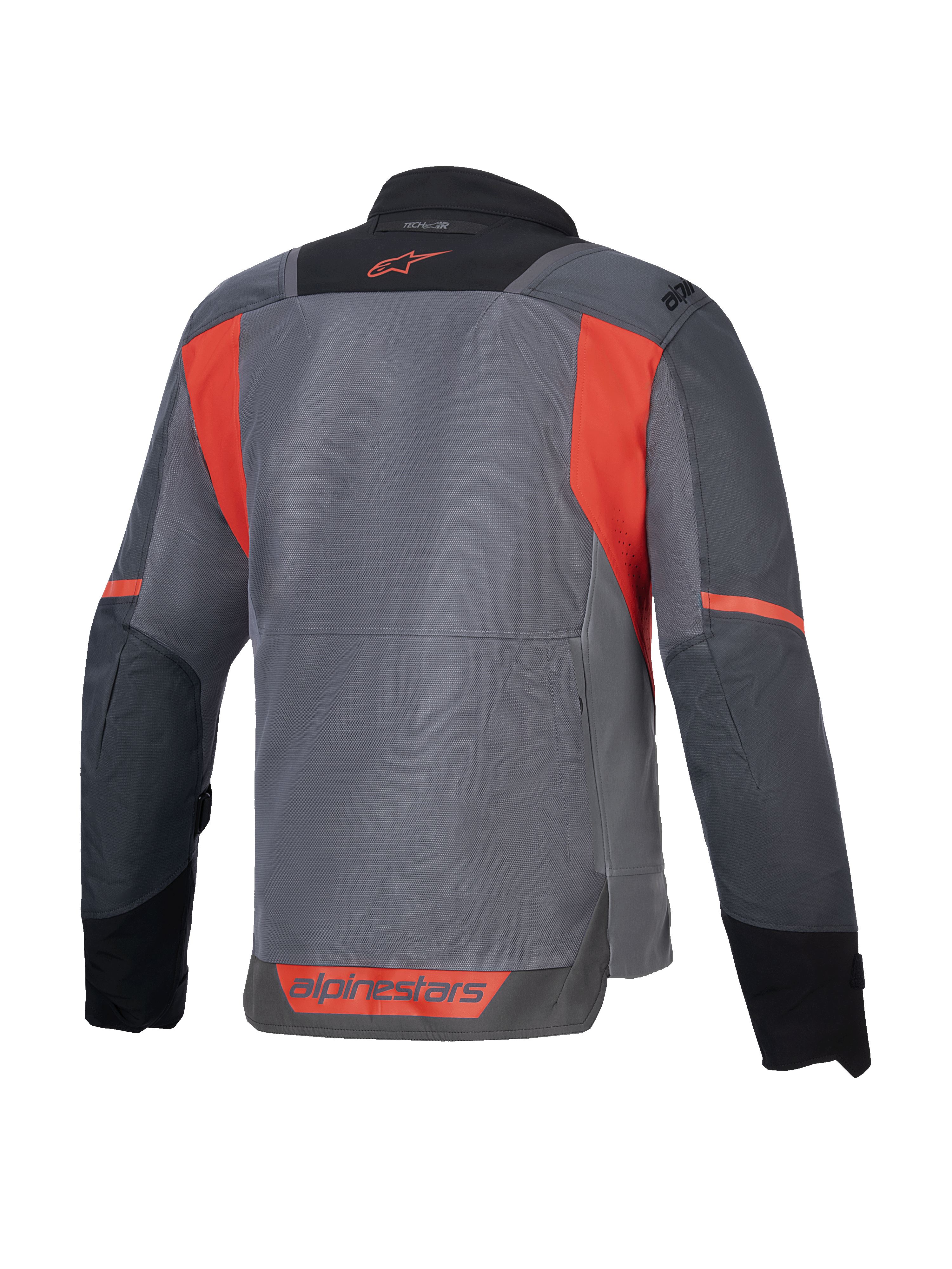 Alpinestars ST-2 Air jas, grijze en rode motorjas, achteraanzicht met meshpanelen, Tech-Air ready en CE-gecertificeerd.