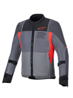 Alpinestars ST-2 Air jas, touring herenmotorjas in grijs en rood, geventileerd textiel met mesh en CE-bescherming.