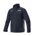 Alpinestars MO.ST.EQ Field Waterproof Primaloft Jacket, zwart, urban motorjas, field jacket-stijl, vier voorzakken met flappen, hoge kraag met trekkoorden, duurzame ripstop-constructie met logopatches