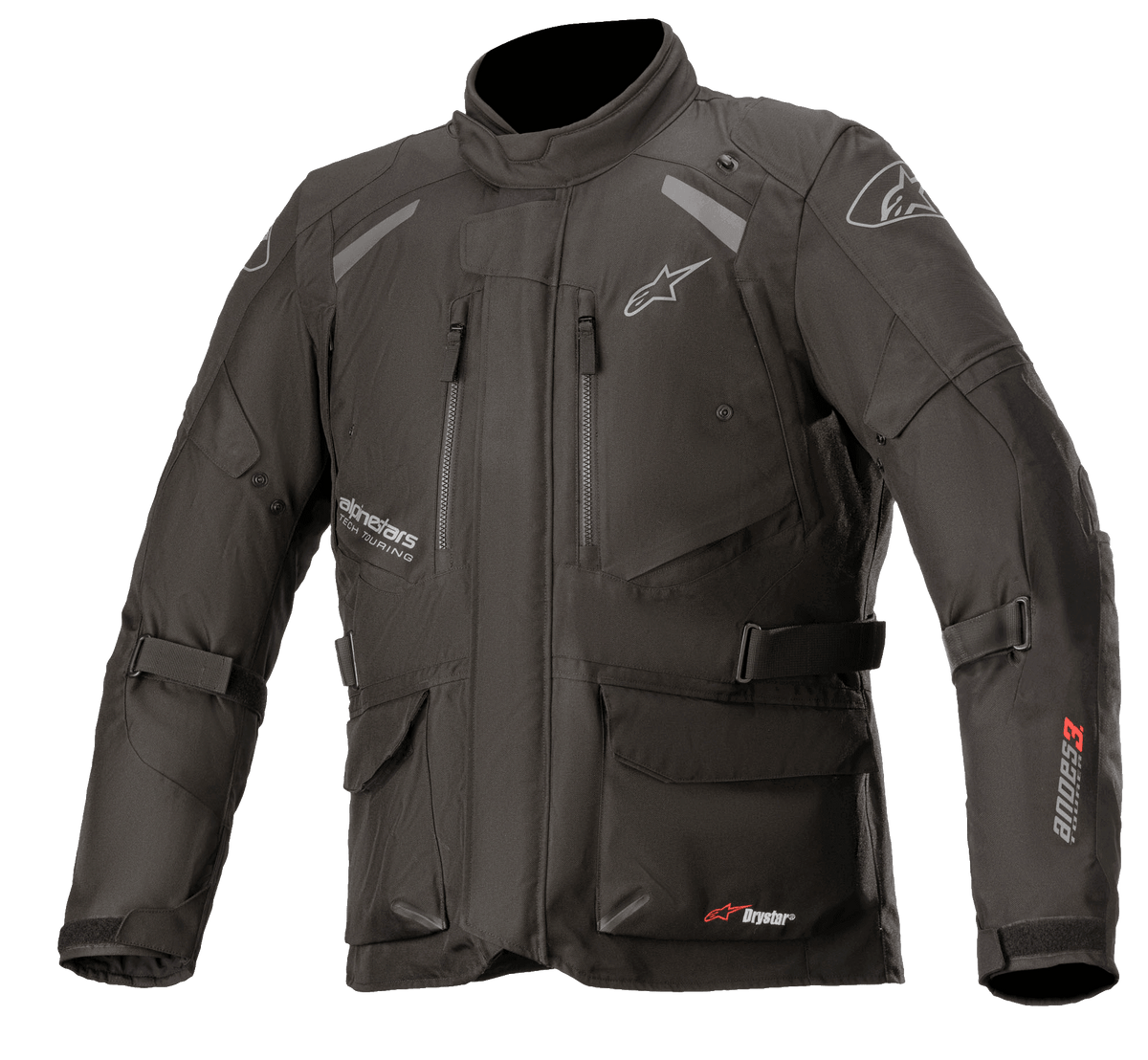 Alpinestars Andes V3 Drystar motorjas, heren touring motorjas, zwart met rode accenten, waterdicht, ademend, meerdere zakken, verstelbare riemen, CE-bescherming, duurzame constructie voor alle weersomstandigheden