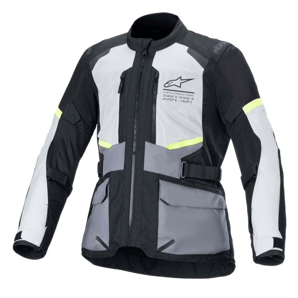 Alpinestars Andes Air Drystar jas, motorouringjas, ijsgrijs, donkergrijs en zwart, 2D-mesh ventilatie, CE-gecertificeerd, Tech-Air-compatibel