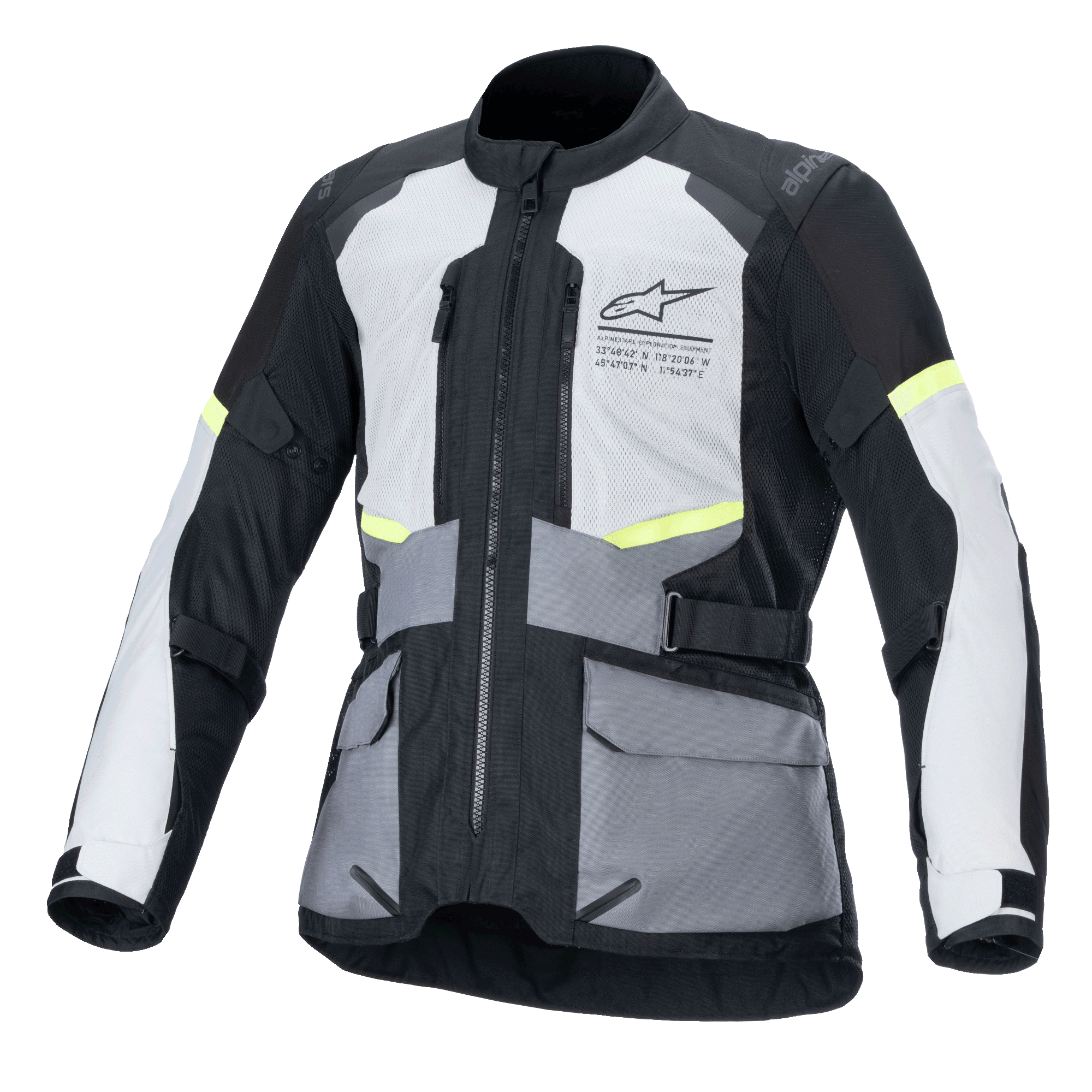 Alpinestars Andes Air Drystar jas, motorouringjas, ijsgrijs, donkergrijs en zwart, 2D-mesh ventilatie, CE-gecertificeerd, Tech-Air-compatibel