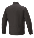 Alpinestars Solano Waterproof jas, zwart, achteraanzicht, casual stedelijke motorjas, waterdichte textielconstructie, rechte kraag, subtiel logodetail op de onderrug
