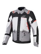 Alpinestars Stella Andes V4 Drystar jas, waterdichte dames adventure-motorjas, grijs en zwart met coral fluo, CE-gecertificeerd.