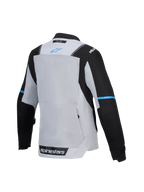 Alpinestars Stella ST-2 Air Jas, damestextielmotorjas voor touring, achteraanzicht met mesh ventilatiepaneel en achterzak, ijsgrijs en zwart met blauwe branding, CE-gecertificeerd level AA, Tech-Air ready