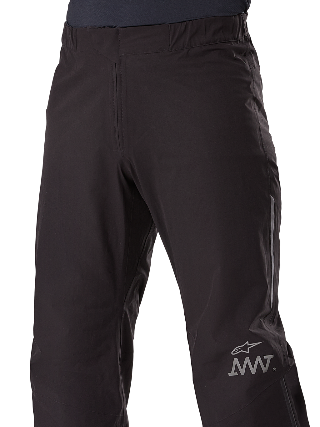 Alpinestars AMT-8 Stretch Drystar® XF binnenbroek, motorbroek voering, zwart, voorzien van Alpinestars-ster en AMT-logo op de broekspijp, elastische tailleband, strakke waterdichte textielconstructie