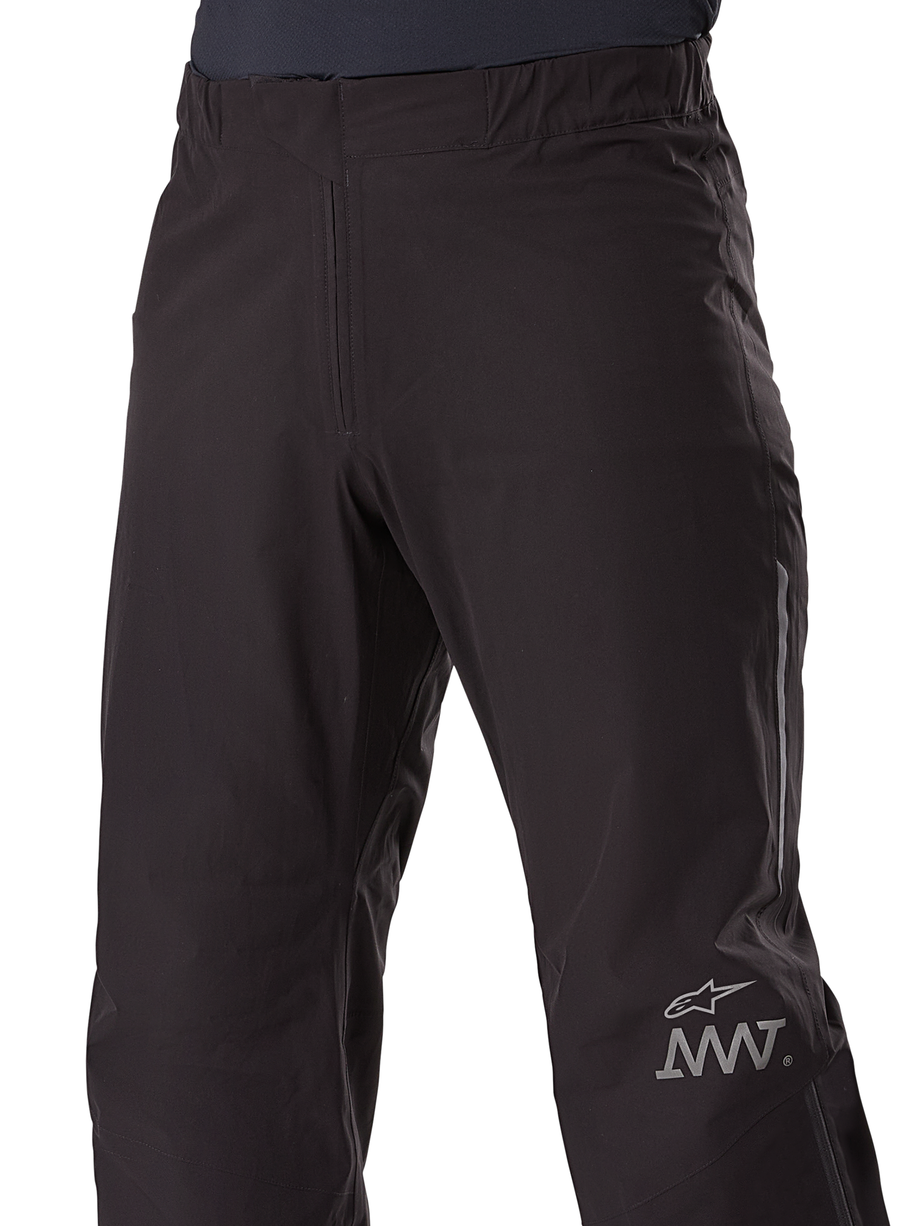 Alpinestars AMT-8 Stretch Drystar® XF binnenbroek, motorbroek voering, zwart, voorzien van Alpinestars-ster en AMT-logo op de broekspijp, elastische tailleband, strakke waterdichte textielconstructie