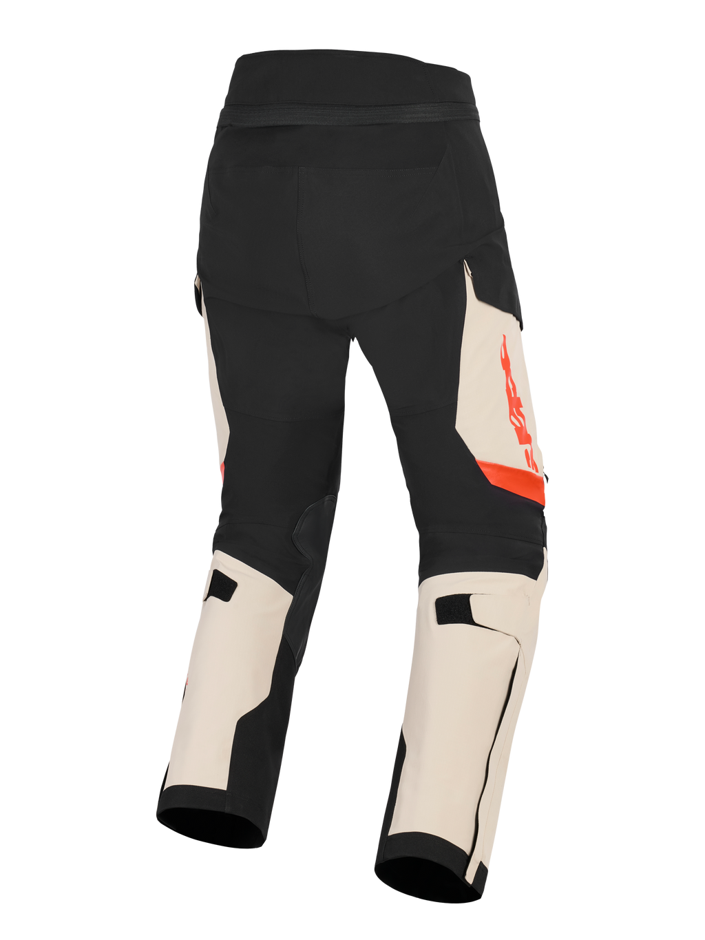 Alpinestars Halo Pro Drystar® XF gelamineerde broek, adventure motorbroek voor heren, zwart, beige en rood, achterkant met 3L stretch ripstop constructie en CE-gecertificeerde bescherming