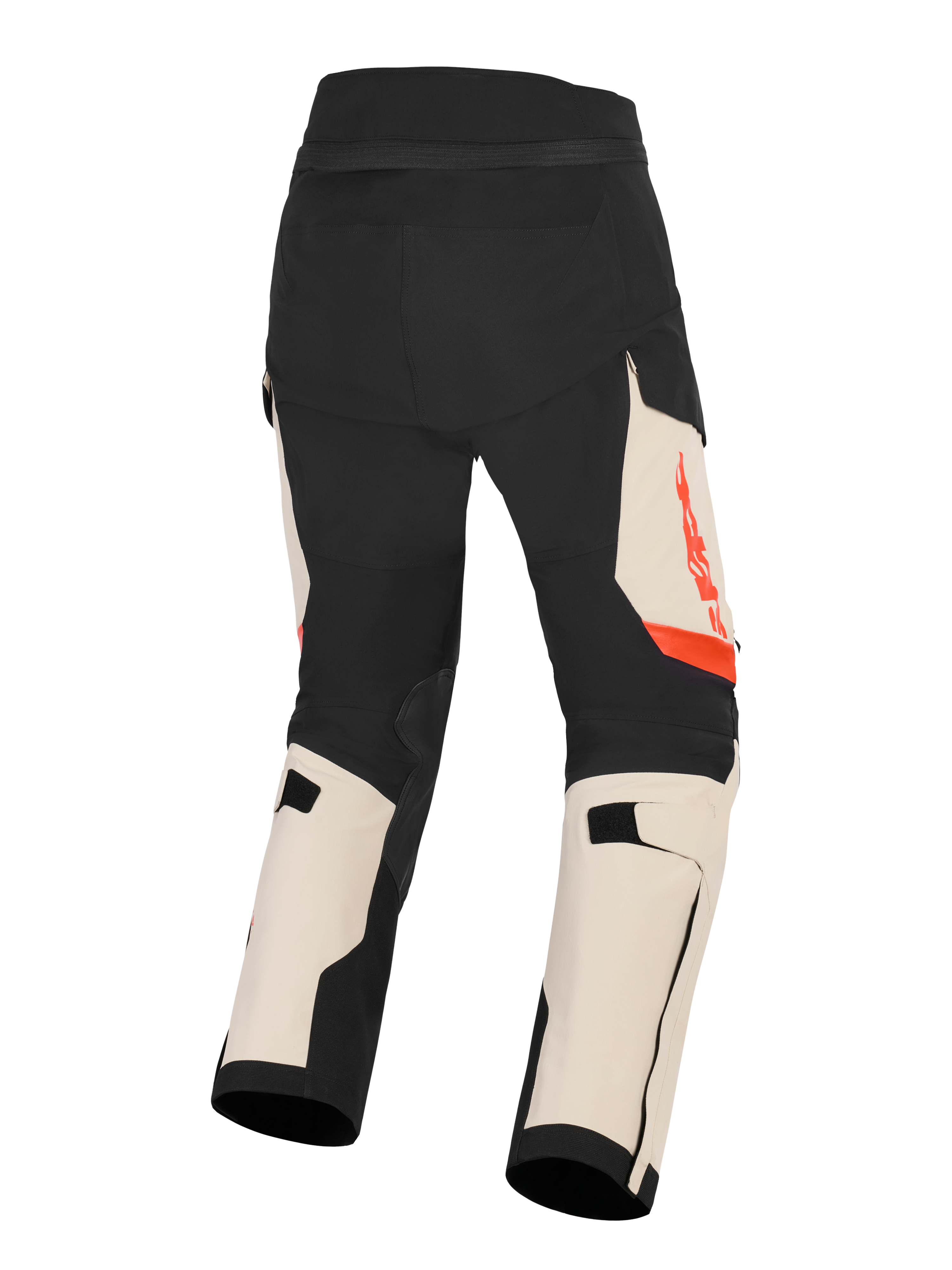 Alpinestars Halo Pro Drystar® XF gelamineerde broek, adventure motorbroek voor heren, zwart, beige en rood, achterkant met 3L stretch ripstop constructie en CE-gecertificeerde bescherming