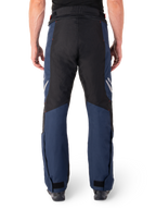 Alpinestars St-1 Waterproof broek, motor touringbroek, donkerblauw en zwart met felrode accenten, achteraanzicht, gestroomlijnd touringontwerp met duurzame textielconstructie, reflecterende logo's en verstelbare enkelsluitingen.