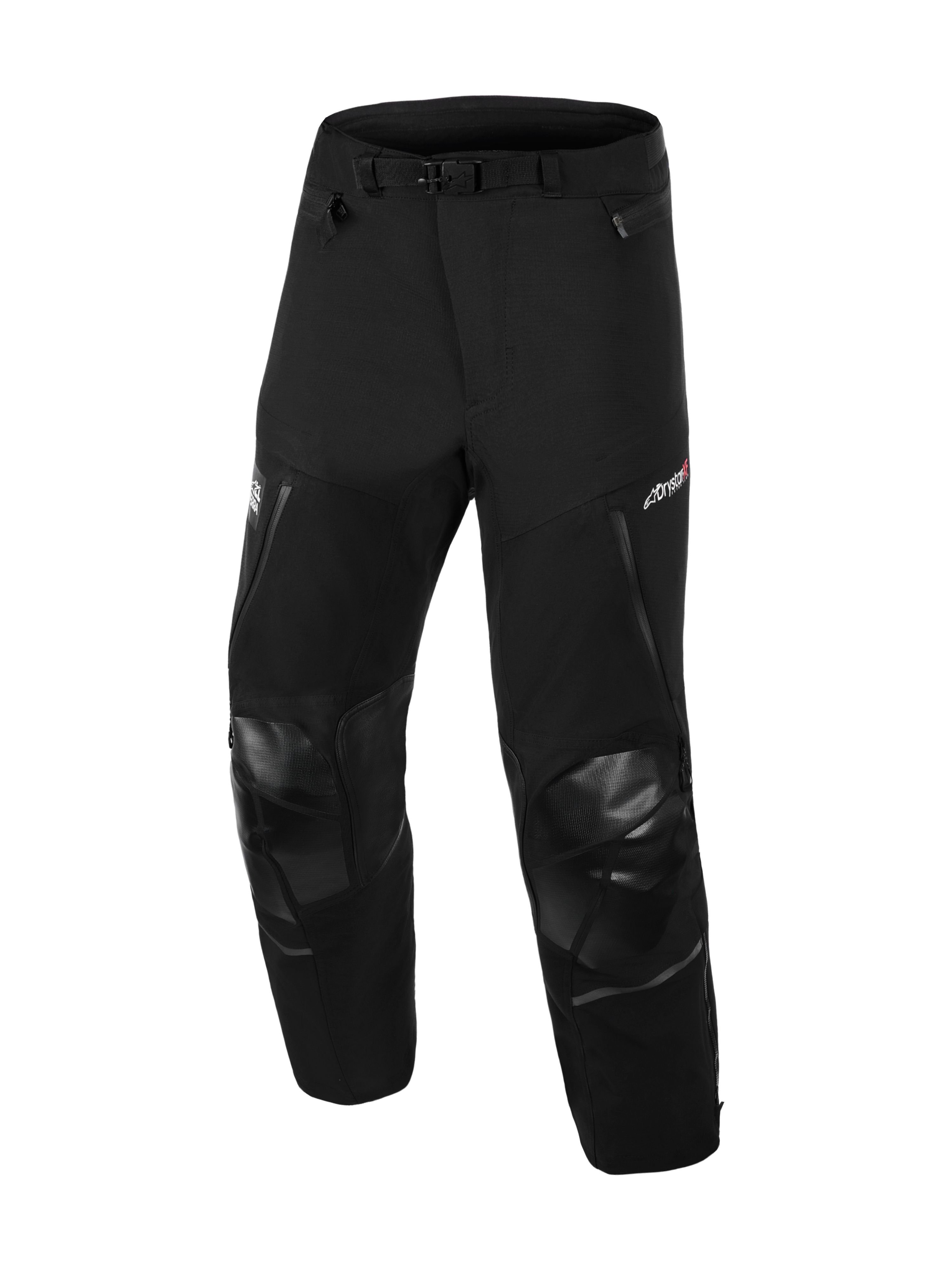 Alpinestars Andes Pro Drystar® XF broek - Short, adventure touring motorbroek, zwart en donkergrijs, robuuste textielconstructie, versterkte kniepanelen met getextureerde afwerking, verstelbare tailleriem met gesp, ventilatieopeningen met rits, Drystar® XF-branding, duurzame motorkleding voor alle weersomstandigheden