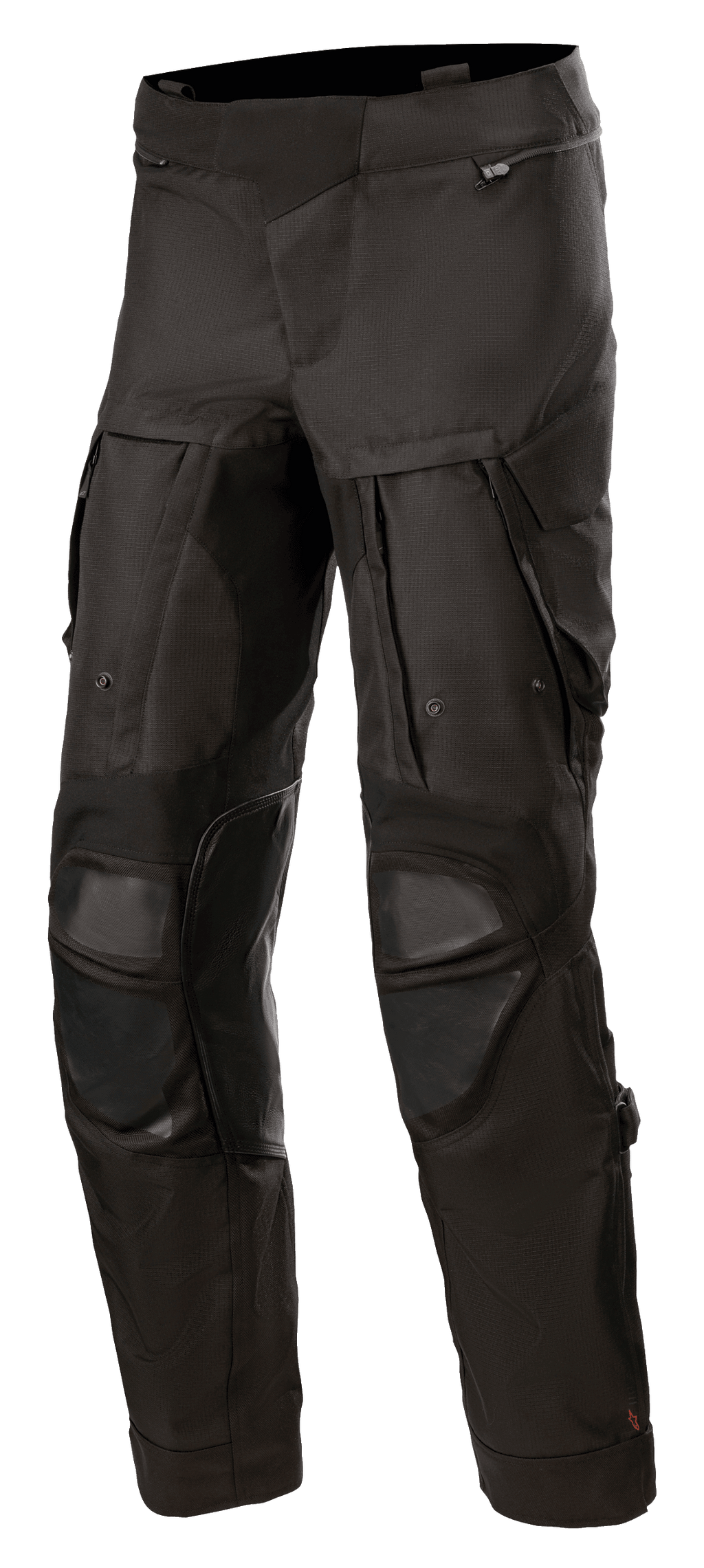 Alpinestars Halo Drystar® broek, zwarte adventure touring motorbroek, grote ventilatiepanelen op de dijen, versterkte kniebescherming, zakken met ritssluiting, duurzame textielconstructie voor gebruik in meerdere seizoenen