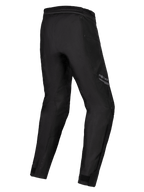 Alpinestars Stella ST-1 Waterproof broek, motorbroek voor dames, zwart, driekwart achteraanzicht met voorgevormde benen, textiele constructie met verbindingsrits in de taille en enkelaanpassers, adventure touring-uitrusting