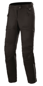 Alpinestars Stella AST-1 V2 waterdichte broek, dames motor touring broek, zwart, met handzakken met rits, versterkte kniepanelen, verstelbare tailleband en reflecterende accenten.
