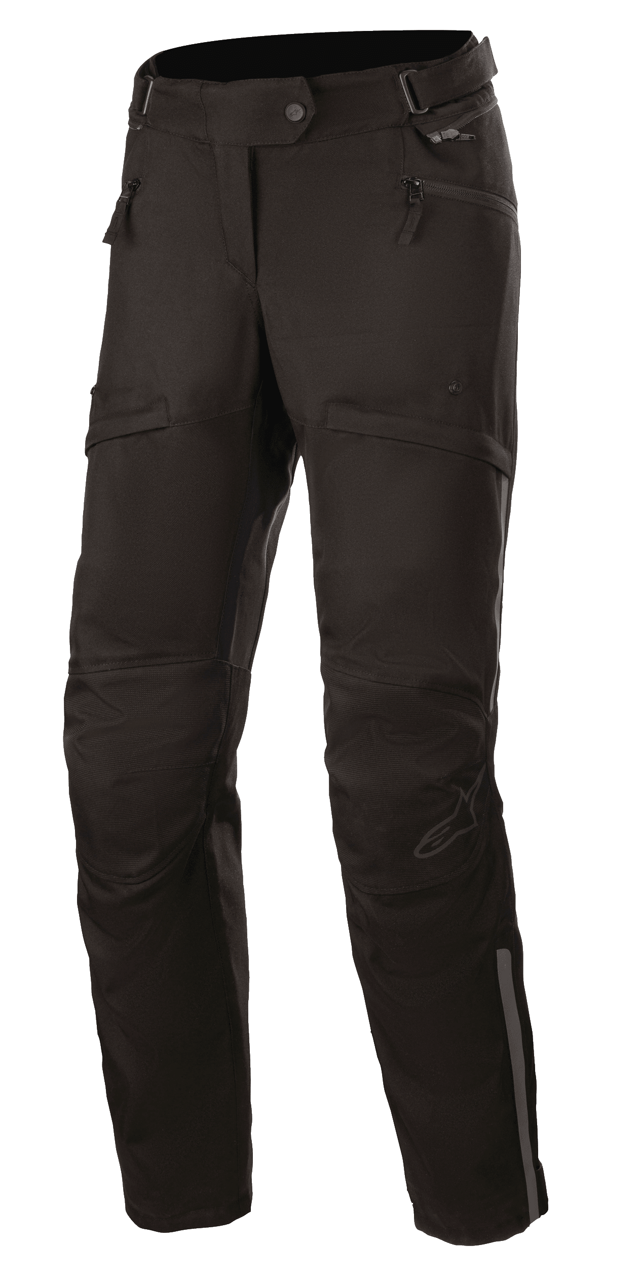 Alpinestars Stella AST-1 V2 waterdichte broek, dames motor touring broek, zwart, met handzakken met rits, versterkte kniepanelen, verstelbare tailleband en reflecterende accenten.