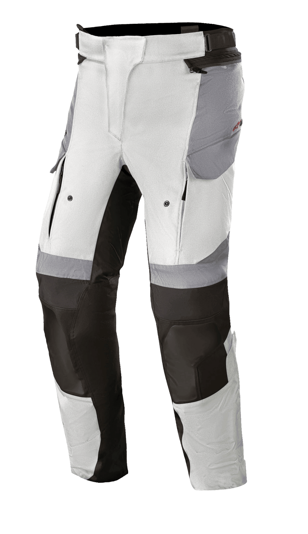 Alpinestars Stella Andes V3 Drystar® motorbroek, adventure touring damesbroek, Ice Gray en Dark Gray, met ventilatieopeningen met rits aan de voorzijde, cargozakken en versterkte knieën, ontworpen voor touring in alle weersomstandigheden