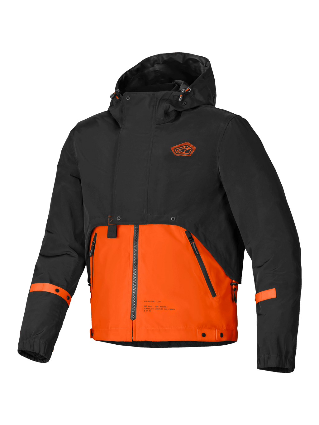 Alpinestars Mootant Waterdichte Parka, heren motorjas met capuchon, zwart en oranje, modulair 4-seizoenen ontwerp met CE-gecertificeerde bescherming