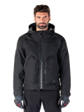 Alpinestars Morush waterdichte parka, zwarte herenmotorjas voor urban ritten, met capuchon en grote ritszakken.