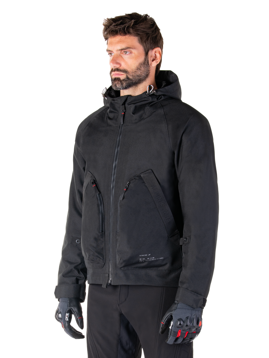 Alpinestars Morush waterdichte parka, zwarte urban herenmotorjas met capuchon, textiel, Tech-Air Ready, CE-gecertificeerd.