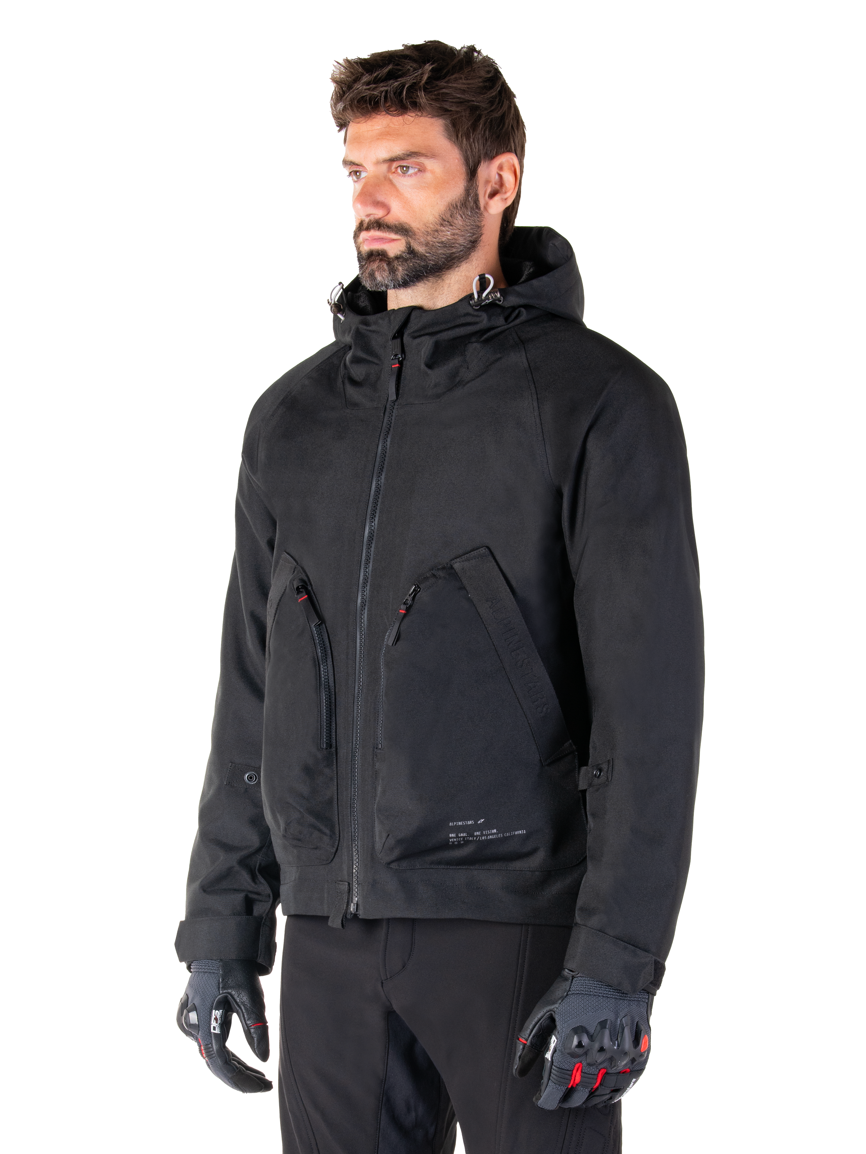 Alpinestars Morush waterdichte parka, zwarte urban herenmotorjas met capuchon, textiel, Tech-Air Ready, CE-gecertificeerd.