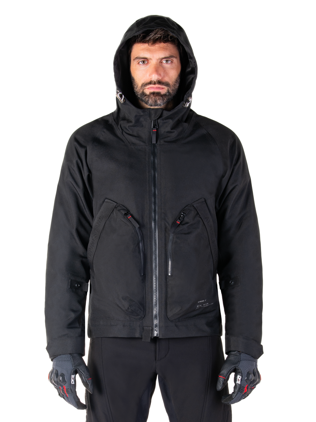 Alpinestars Morush waterdichte parka, zwarte urban herenmotorjas, textiel met stormbestendige capuchon.