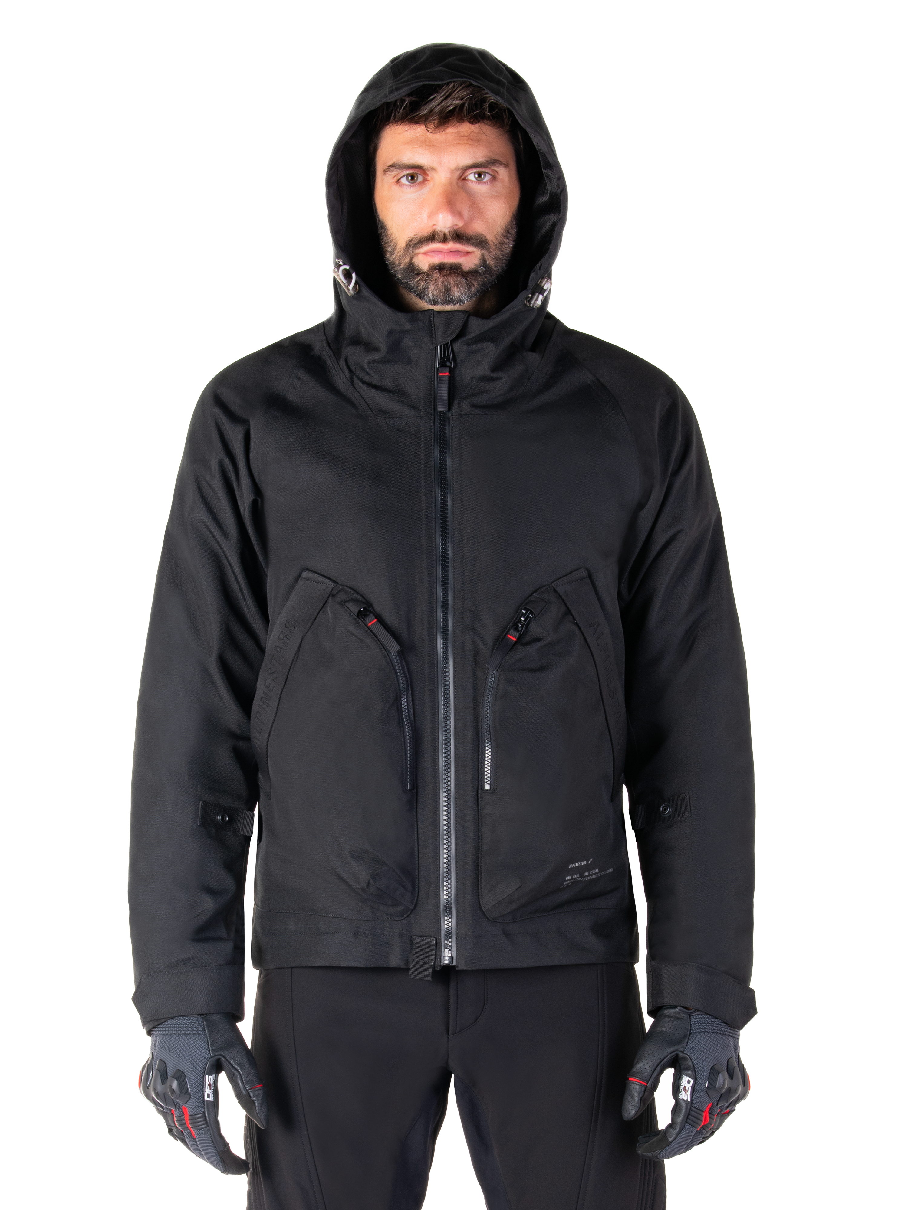 Alpinestars Morush waterdichte parka, zwarte urban herenmotorjas, textiel met stormbestendige capuchon.