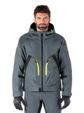 Alpinestars Morush Waterproof Parka, urban grijze motorjas, felgele ritsen en zwarte accenten, ontwerp met capuchon en grote voorzakken, technische streetwear-geïnspireerde styling