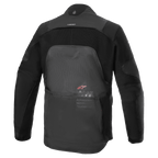 Alpinestars AMT-7 Air Jacket, motorjas, Black Dark Shadow, achteraanzicht met MATRYX ventilatiepanelen op de rug, CORDURA Ripstop op de schouders en armen en Alpinestars Motion Technology branding.