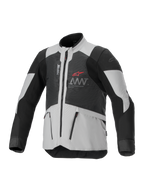 Alpinestars AMT-7 Air Jacket, geventileerde motorjas, zwart en wit, voorzien van MATRYX-ventilatiepanelen, zakken met rits en een hoge kraag, sportief design met rood Alpinestars-logo