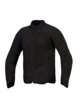 Alpinestars Aeroshell Airflow Jas, motorjas, Black Anthracite, lichtgewicht stretch softshell met lasergeperforeerde ventilatiezones, mesh-panelen en subtiele branding op de borst, sportieve pasvorm voor rijden in warm weer