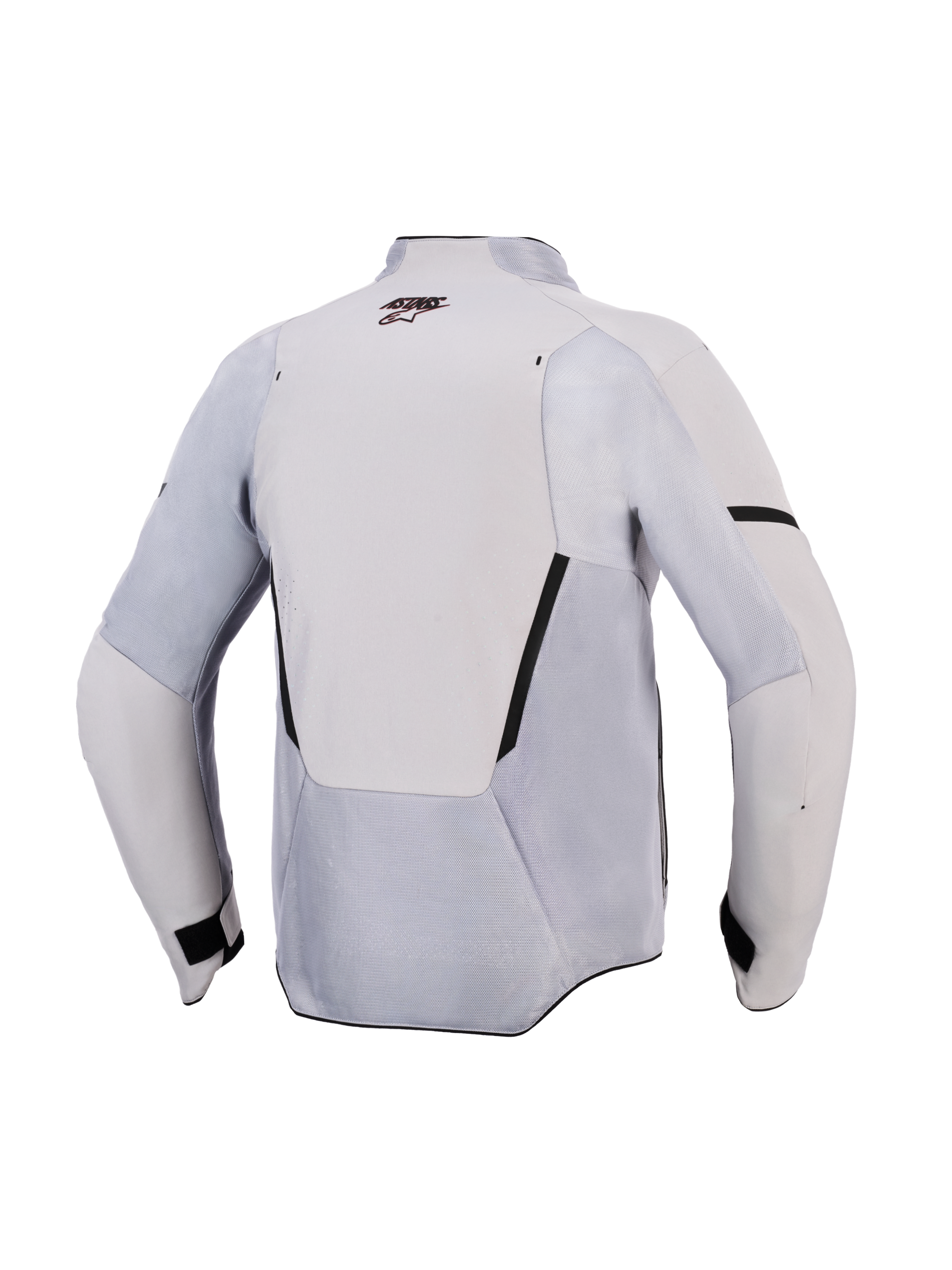 Alpinestars Aeroshell Airflow Jas, motorjas, Mid Gray Anthracite, achteraanzicht met mesh ventilatiepanelen en laserperforaties, lichtgewicht stretchtextiel met sportieve pasvorm voor prestaties bij warm weer