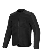 Alpinestars C-1 Air Jacket, zwarte motorjas, voorzien van grote mesh ventilatiepanelen, 450D polystof chassis, subtiele reliëf-branding op de schouders, strak urban contemporary design voor motorrijden in warm weer