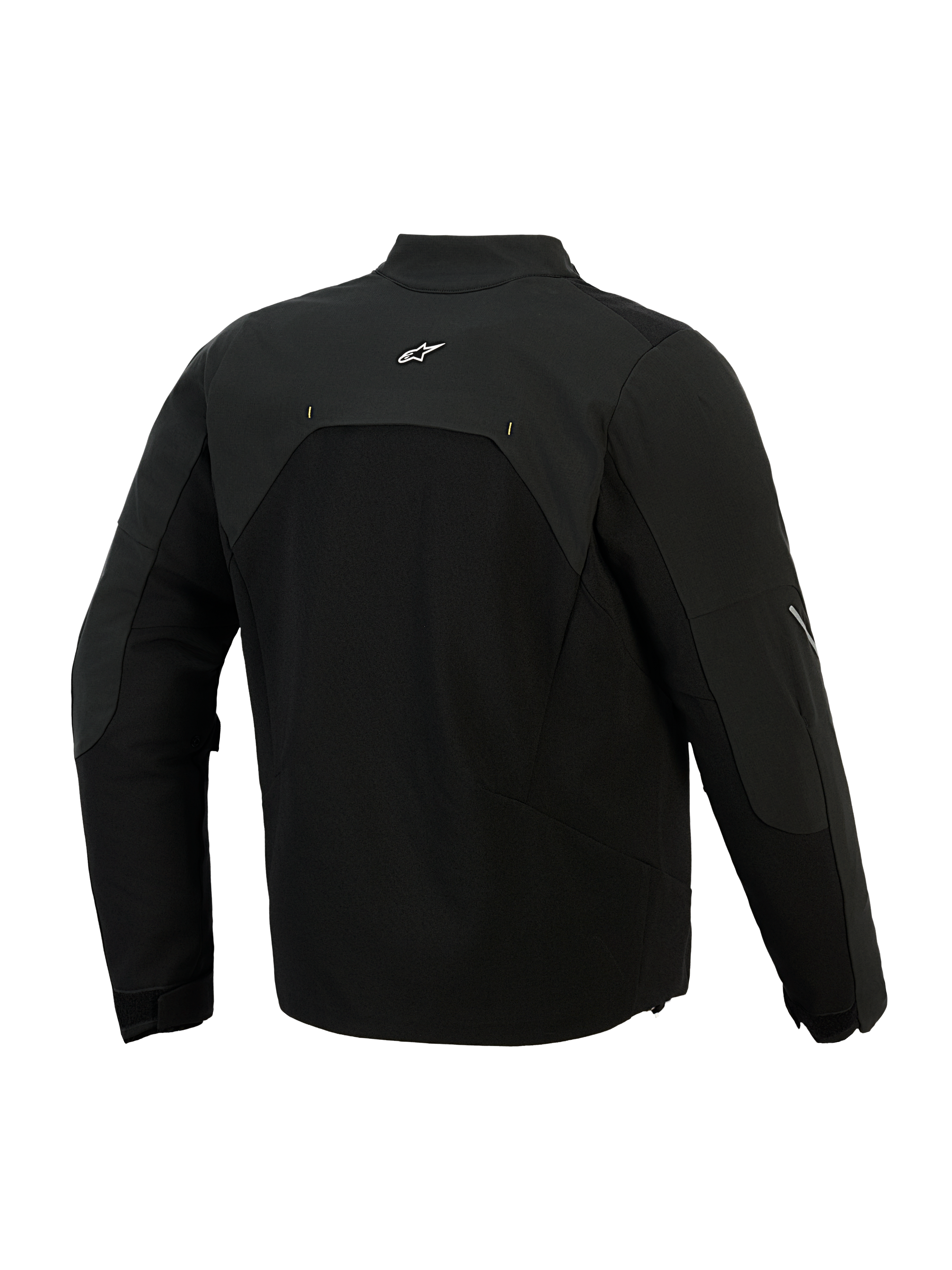 Alpinestars Provoke Jacket, Textile Motorcycle Jacket, Black, rear view showing ripstop softshell panels and small white logo on the upper back, technical urban design for motorcycle commuting