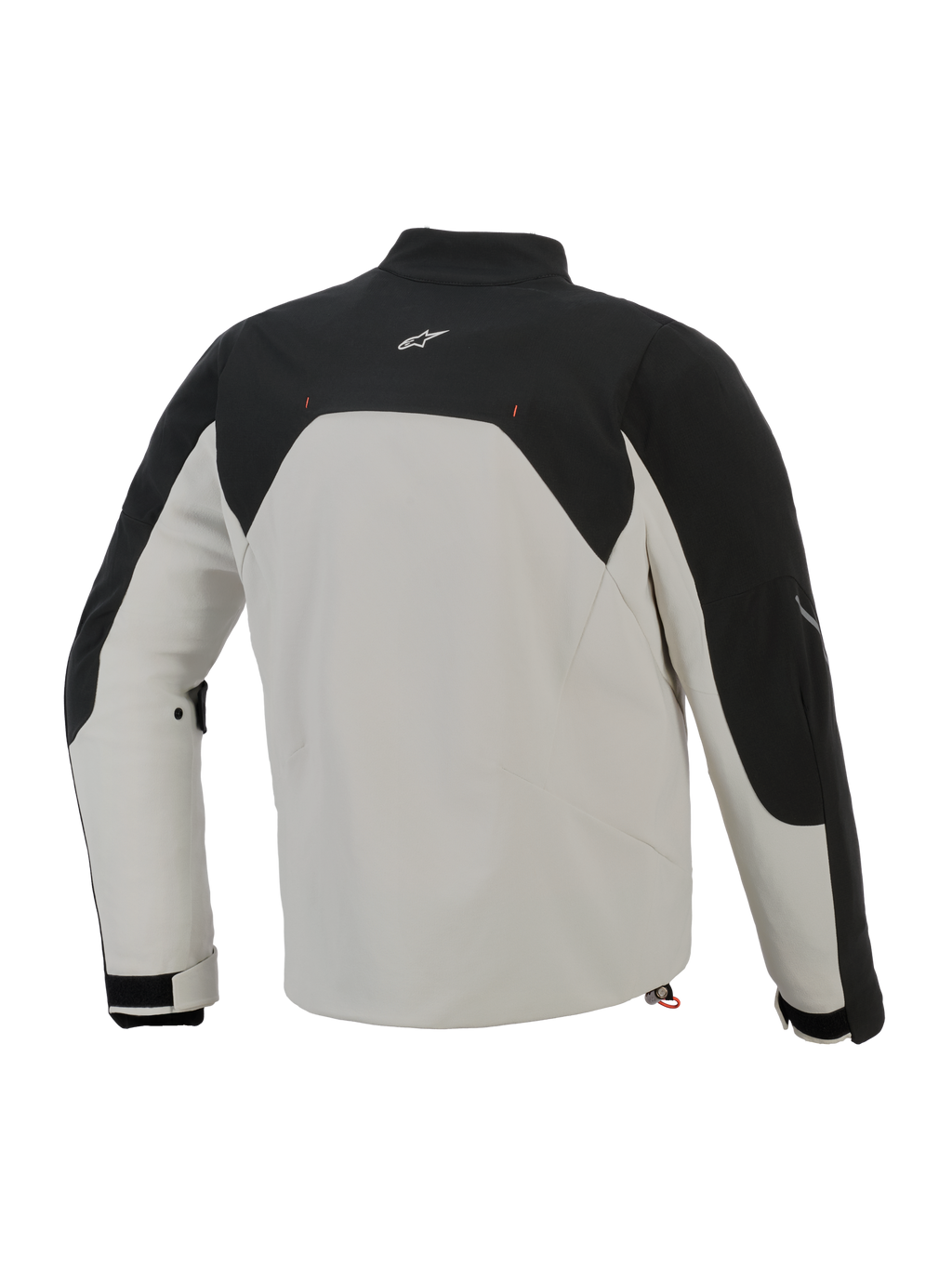 Alpinestars Provoke Jas, achteraanzicht, Black Metal Gray, urban textiele motorjas met zwarte bovenpanelen en een metaalgrijze body, voorzien van een klein wit logo op de bovenrug en ripstop softshell constructie